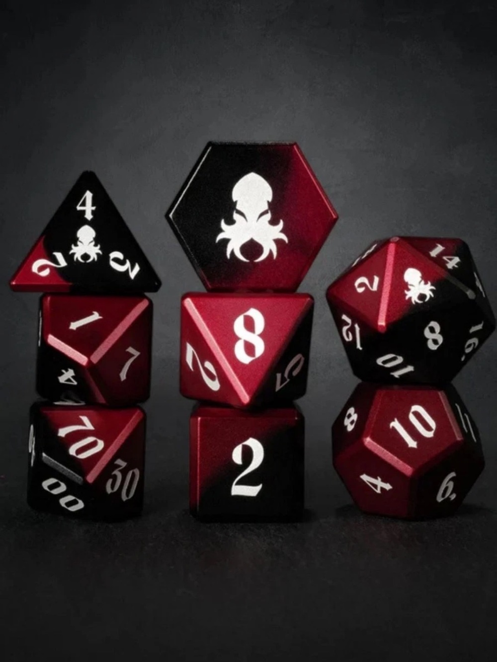 Vulcan: Blood Knight 8pc Black and Red Precision Aluminum Dice Set